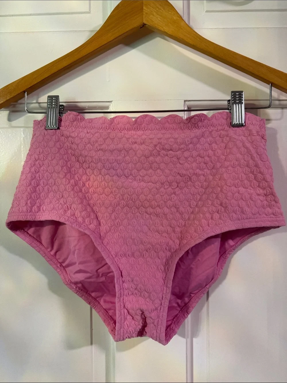 kate spade Pink Scalloped-Edge High-Waist Bikini Bottoms